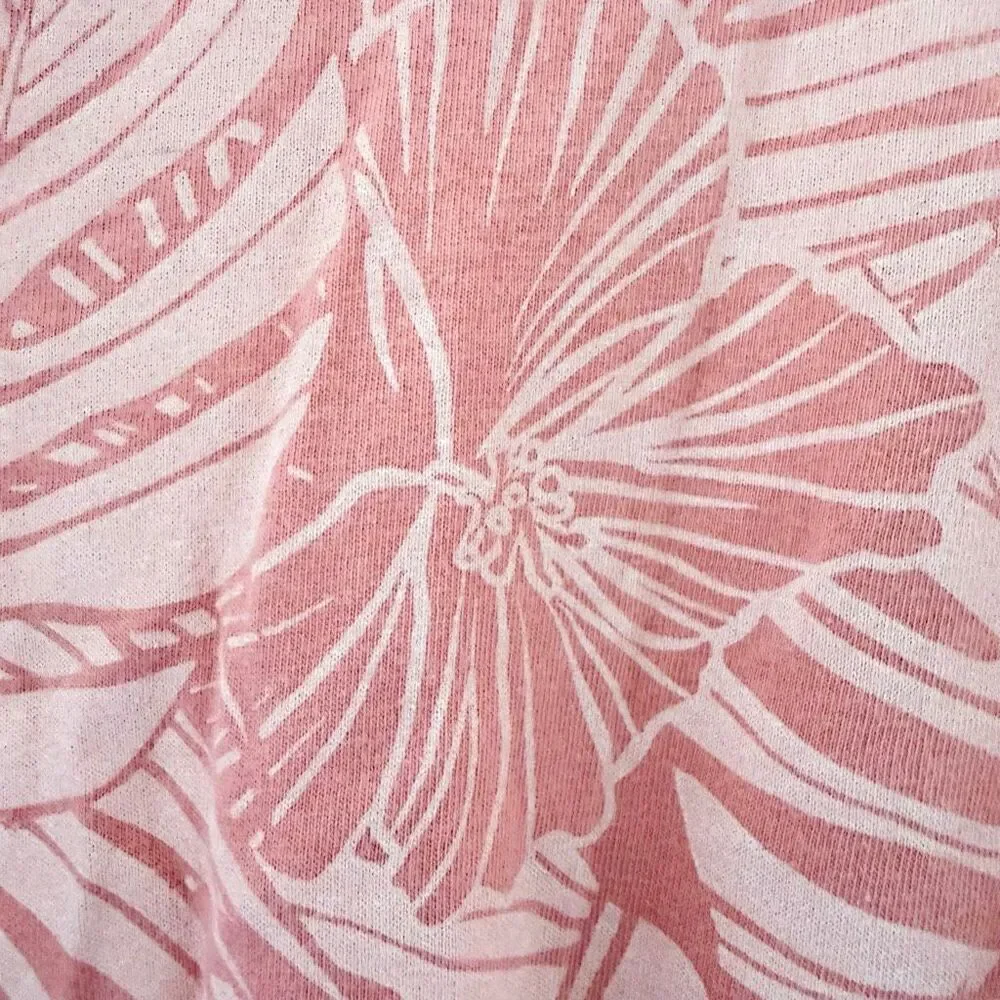 Pact Organic Cotton Rosie Staycation Short Robe  pink tropical palm SZ M #2639 - Picture 9 of 14